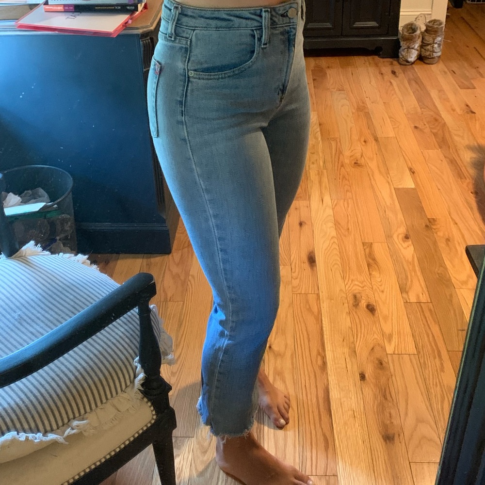 Kick flare high rise cropped jeans